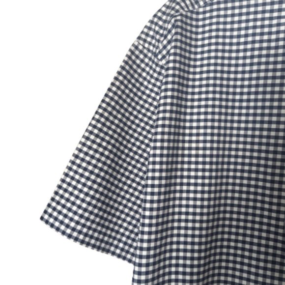 Theory Mens Shirt Blue/White Gingham Plaid Short Sleeve Button Cotton Sz. L/G - Picture 6 of 9